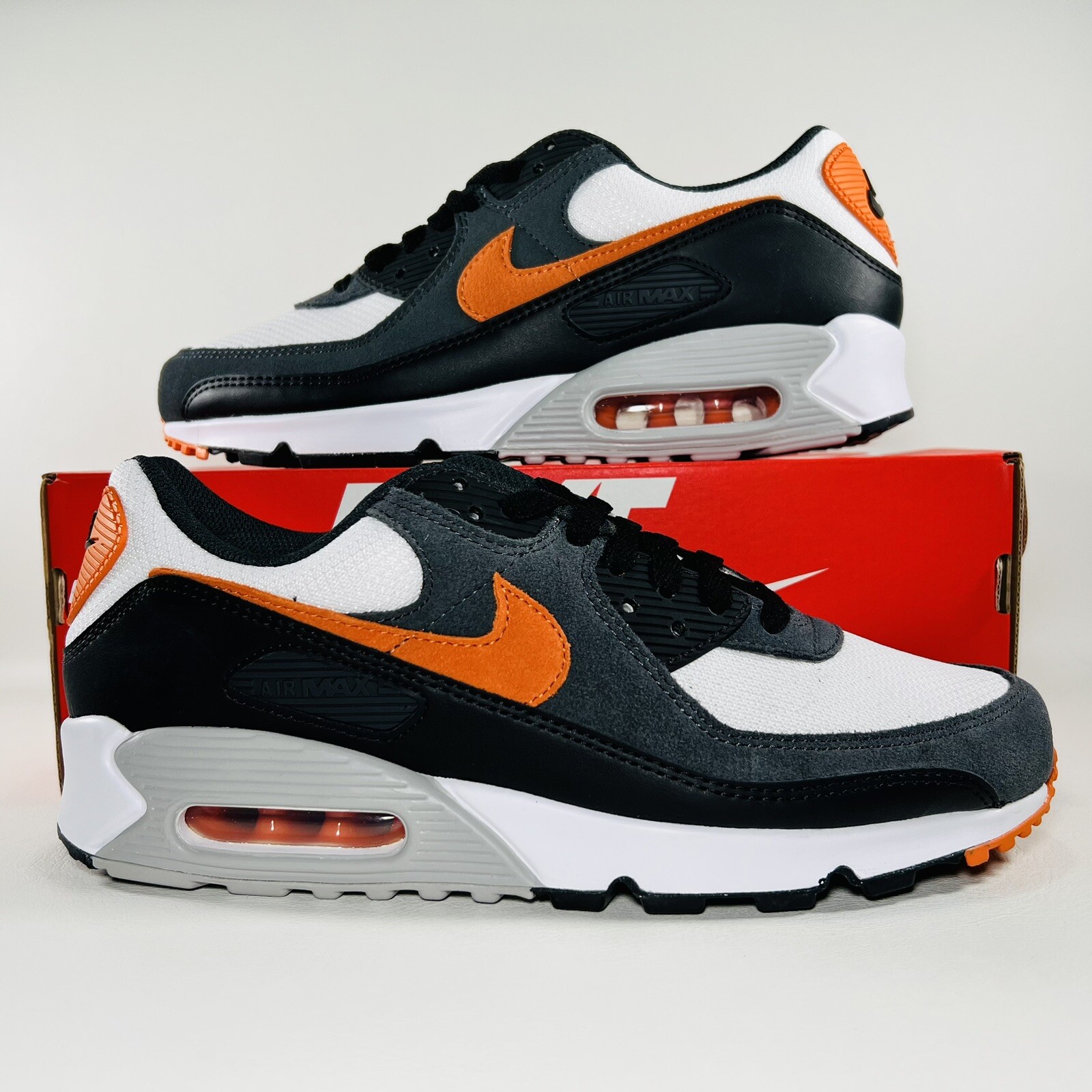 Nike Air Max 90 Shoes Men's Athletic Sneakers Black White Gym Trainers - New