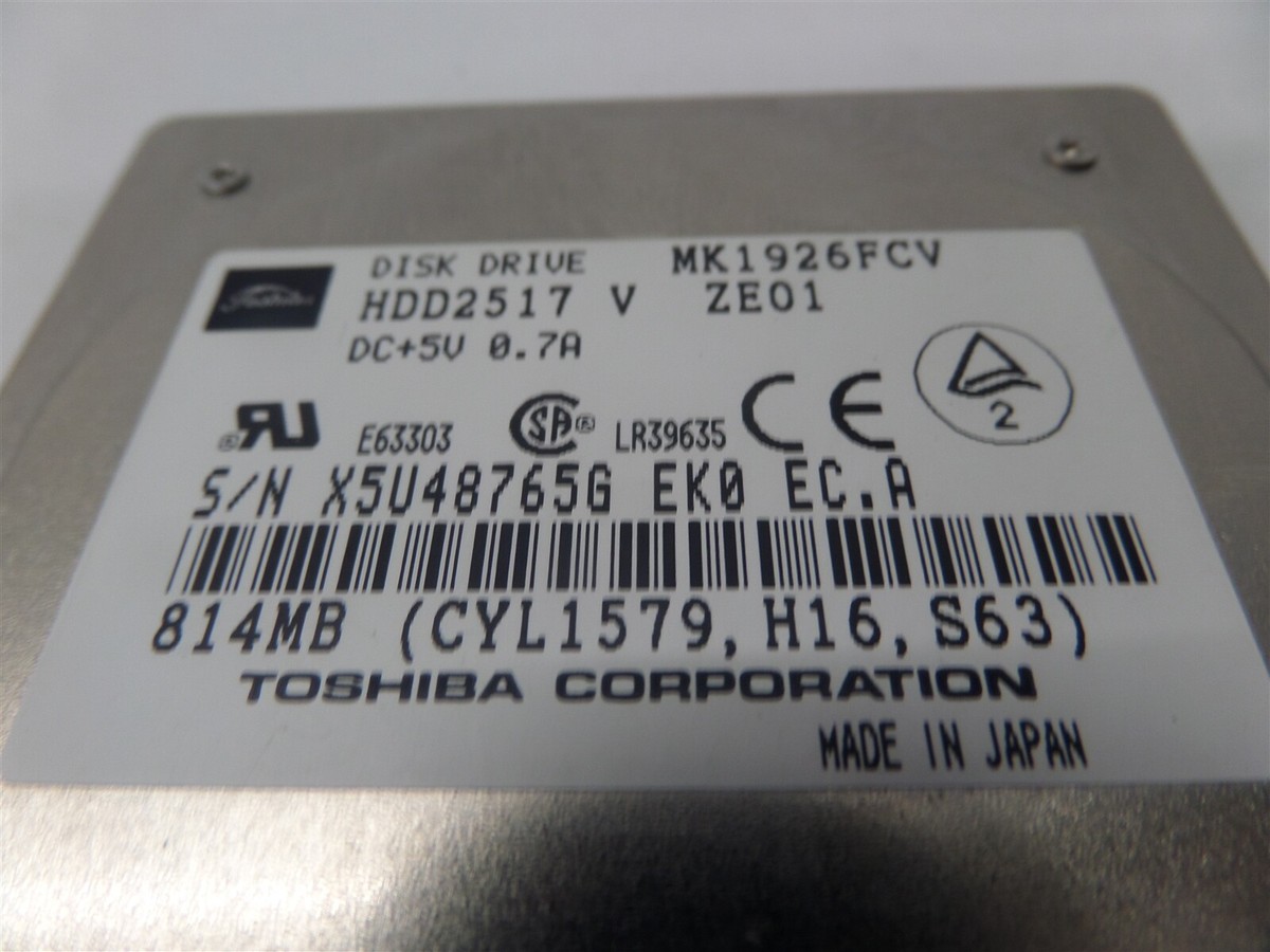Vintage Toshiba MK1926FCV HDD2517 V ZE01 814MB 2.5