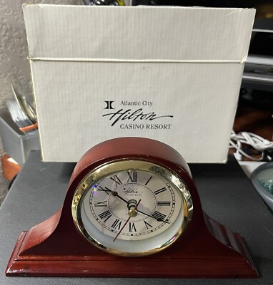 1996 Vintage Wood Mantel Clock Intl Silver Co Atlantic City Hilton