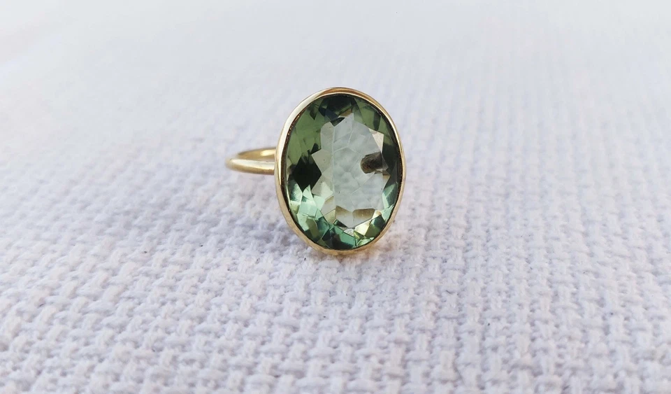 Green Tourmaline Quartz Ring 925Sterling Silver Fine Ring Boho Ring Gift For Her - Image 3 of 4