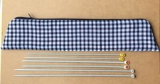 Handmade Fabric Knitting Needle Case, Bag “Small Squares“ fully lined