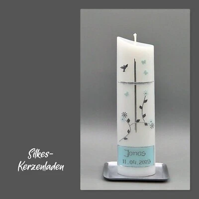 SILKES-KERZENLADEN besondere Taufkerze - inkl. Beschriftung !! 21x6x3,5 cm , oval