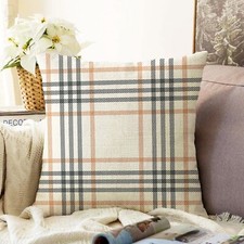 Ecru Plaid Cushion Cover with Beige & Grey Colours | Tartan Theme | Double Sided