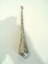 BEAUTIFUL ANTIQUE ART NOUVEAU STERLING SILVER SHOE / BUTTON HOOK