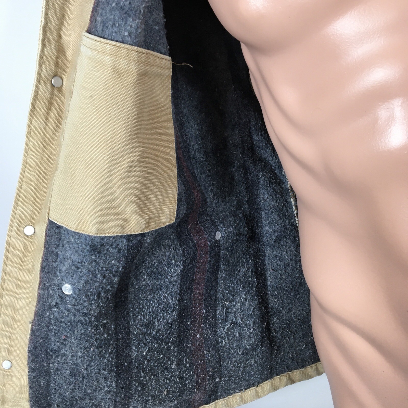 Vintage 1989 Carhartt Blanket Lined Chore Jacket 40R USA Brown Canvas UOP Saftey thumbnail 12