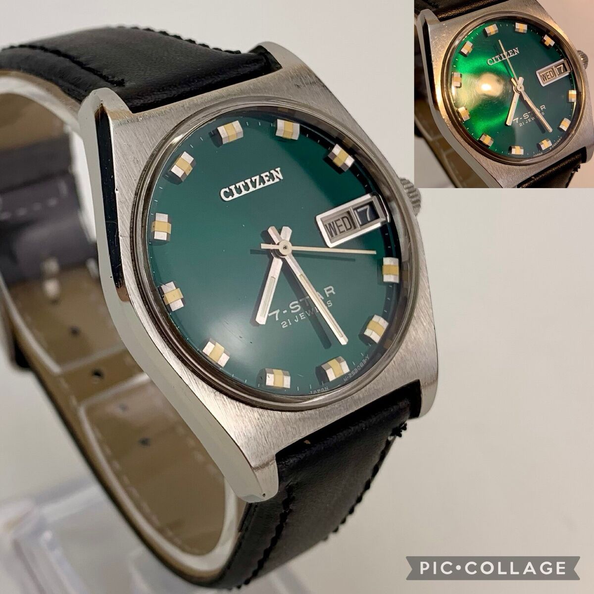 VTG Citizen Seven Star Men Watch Candy Jewel Emerald Green VTG Citizen Seven Star Men Watch Candy Jewel Emerald Green