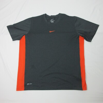 grey and orange nike shirt