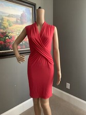 BCBG Maxazria Women's Sz XS Red Wrap Over Ruched Bodycon Cocktail Dress