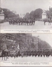 carte postale 14 juillet historique DéFILé DES LANCIERS BELGES+RUSSES  lancieri