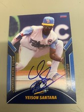 Yeison Santana Signed Card 2022 Myrtle Beach Pelicans Team Card IP Auto