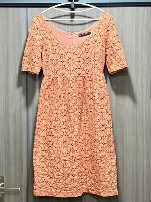 Zara Basic Peach Dress Size XS Floral Lace Eyelet Midi Dress | eBay Zara Basic Peach Dress Size XS Floral Lace Eyelet Midi Dress | eBay