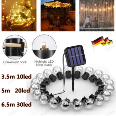 Solar Lichterkette außen Lampe LED Glühbirnen Beleuchtung Balkon Garten Dekor DE - Bild 1 von 4