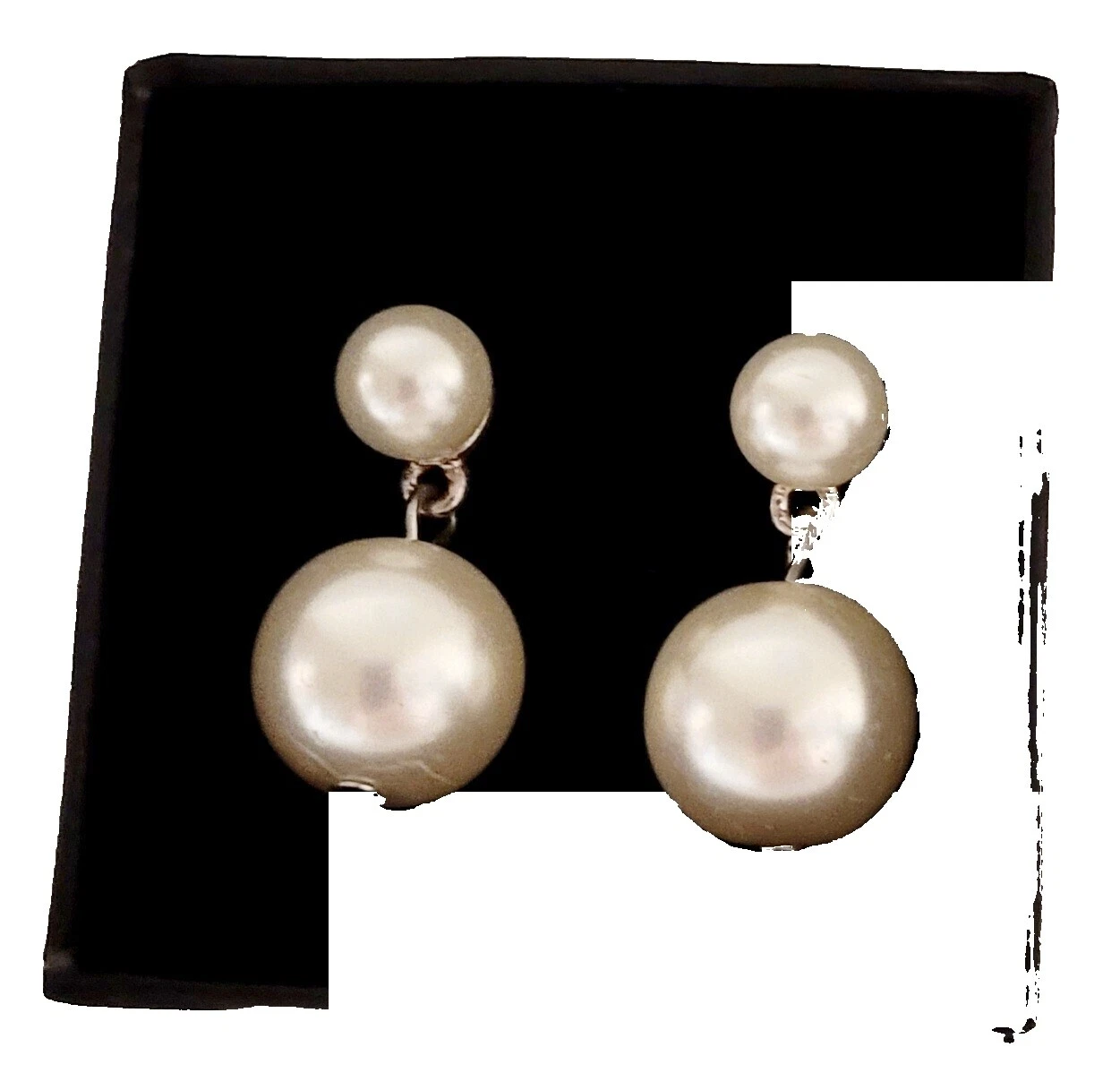 Chapado En Plata Acrílico perla Stud Pendientes de Moda