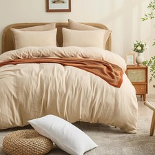MEISHANG Muslin Duvet Cover King Size - 100 Organic Cotton, Soft King, Linen
