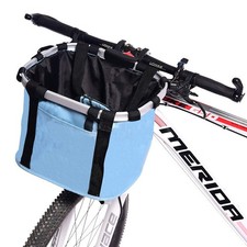 URBEST Bike Basket: Cat Dog Carrier, Foldable, Quick Release, Sky Blue Bag