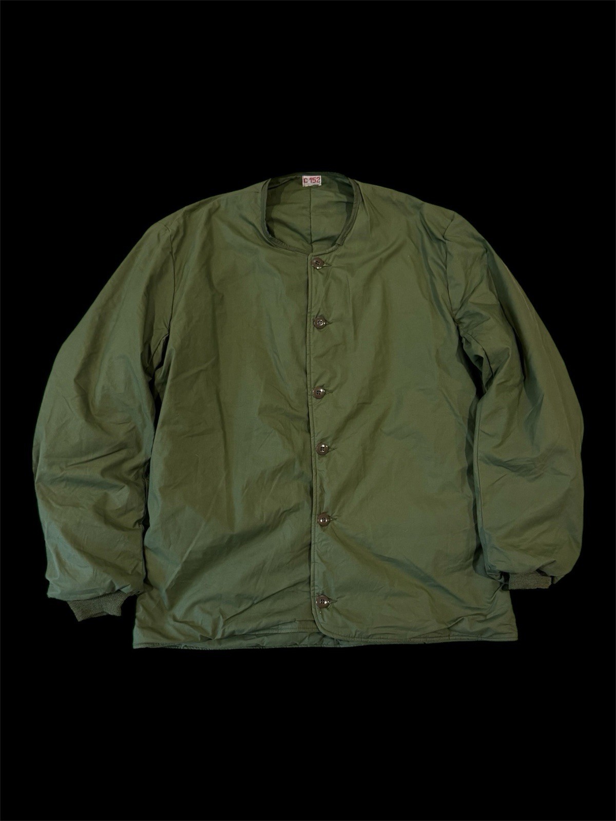Vintage 1974 Swedish Military Liner Jacket, Size L, Button Up, Cuffed
