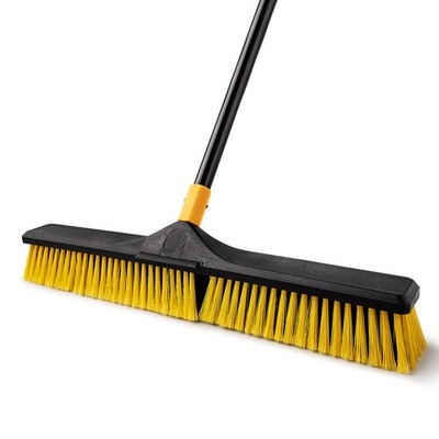 24 Inch Push Broom Brush 65.3 Inch Long Handle Stiff Bristles Heavyduty Outdoor