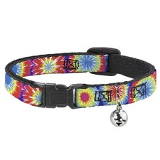 Cat Collar Breakaway with Bell 70's Tie Dye NARROW Fits 8.5-12"