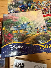 Ceaco Disney Thomas Kinkade Mickey  Minnie 750 Jigsaw Puzzle Sweetheart Bridge