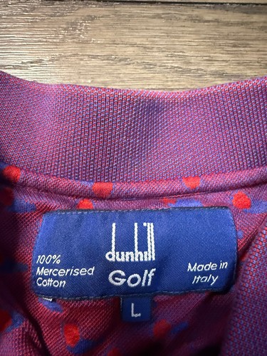 Dunhill Golf Shirt Size Large Red All Over Print Design Shirt Italy Cotton - Picture 3 of 5