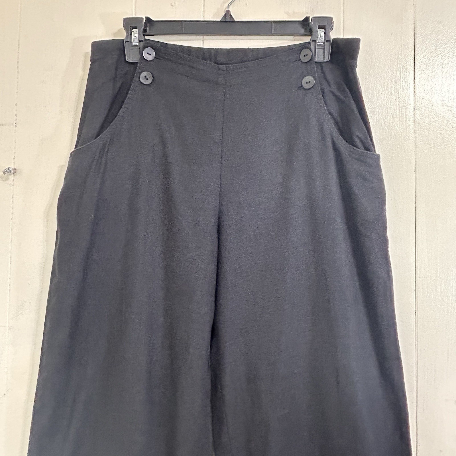 Basic Threads Black Linen Pants Size Medium Wide … - image 3