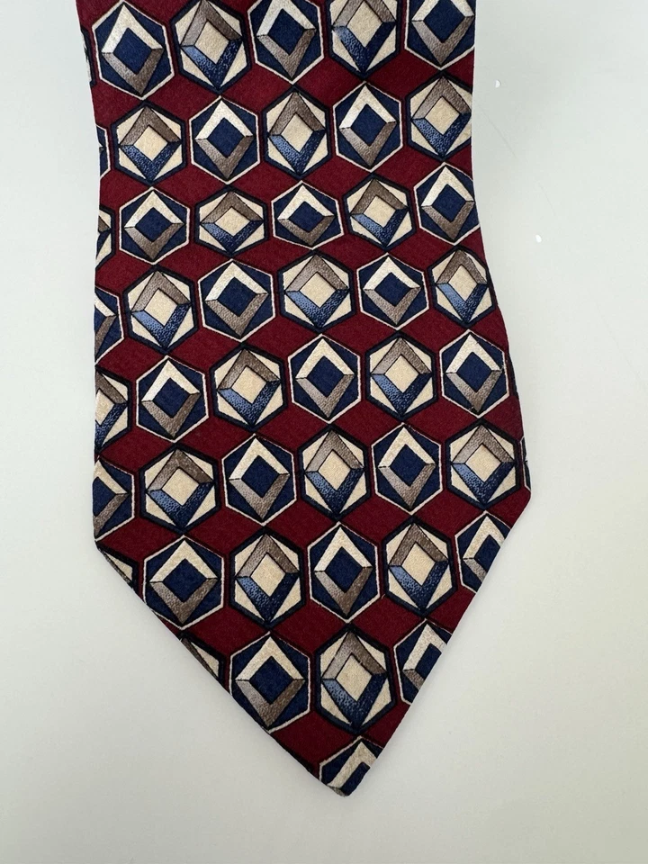 Leonardo мужчин галстук пейсли геометрический черный золотой бордовый красный - Изображение 2 из 4