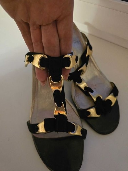 Women Heels Black Leather 40 #55K5