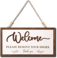 Welcome Please Remove Your Shoes Sign - Take Off White