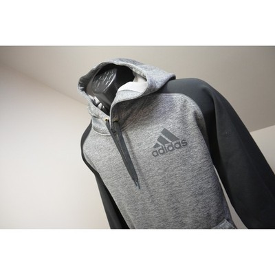 Adidas ClimaWarm Fleece Hoodie Mens XL Grey Black Pullover Performance