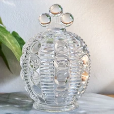Indiana Glass Mayfair Pattern Covered Candy Dish –Vintage Clear Pressed Glass