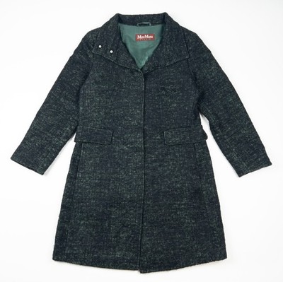 MaxMara Studio Wool Long Coat Women's US 4 Green Overcoat Made in Italy Mohair
