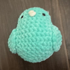 Handmade Crochet Teal Bird Mini Plush Stuffed Animal Toy Under 6 in
