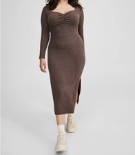 Torrid Brown Mocha Column Tea Length Sweater Dress 4 4X 26 EC