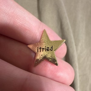 Gold Tone Metal Star Lapel Pin "itried" Theme, Clutch Back, Gold Color