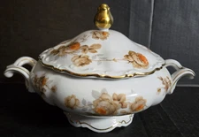 *RARE* Mitterteich Bavaria "NORWAY ROSE" Porcelain Covered Serving Bowl, Tureen