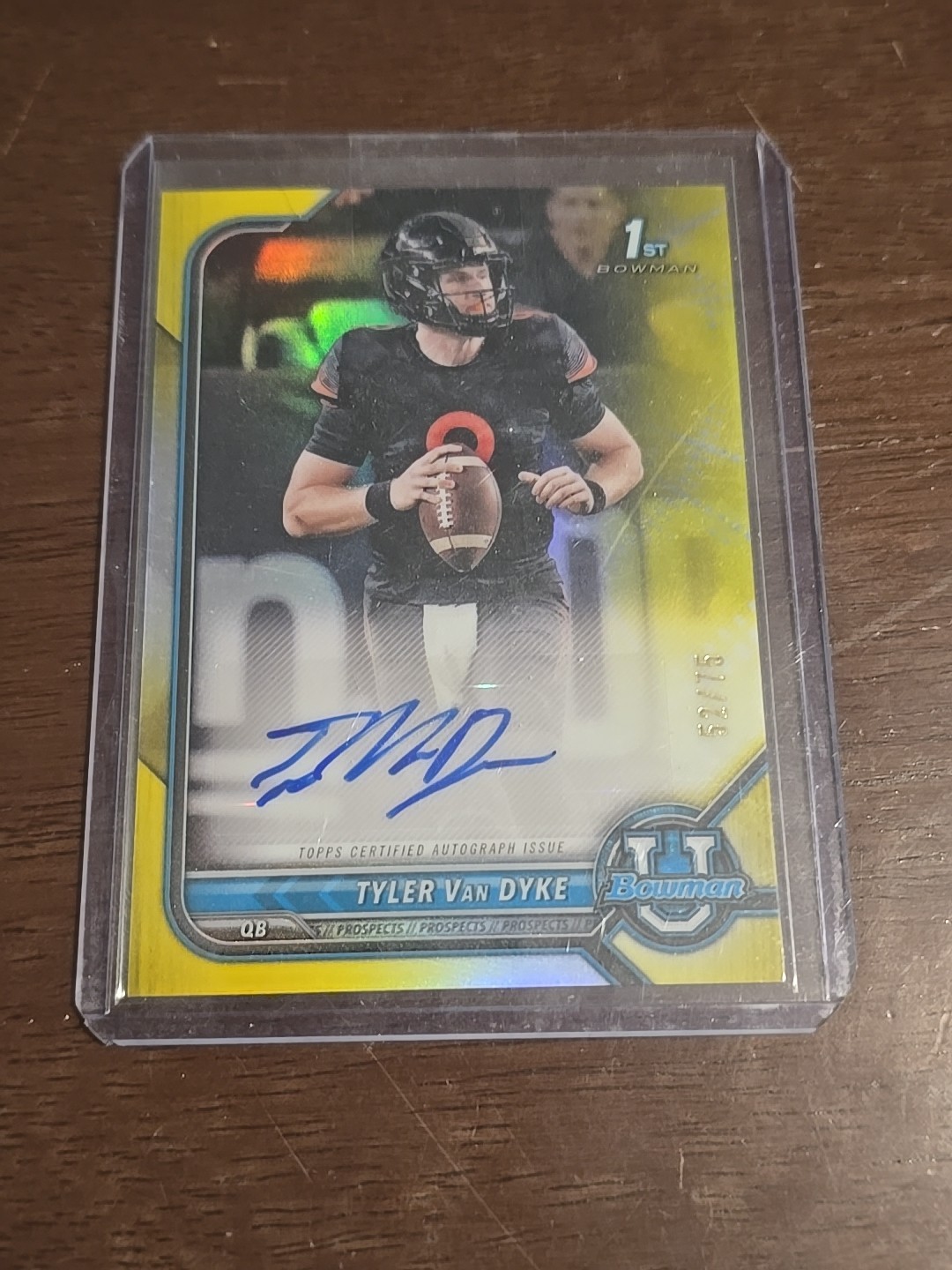 Tyler Van Dyke 2021 Bowman University Chrome Auto Yellow Refractor 52/75