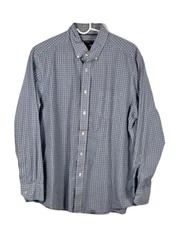 Daniel Cremieux Men's White & Blue Tattersall Check Long Sleeve Button Up Shirt 