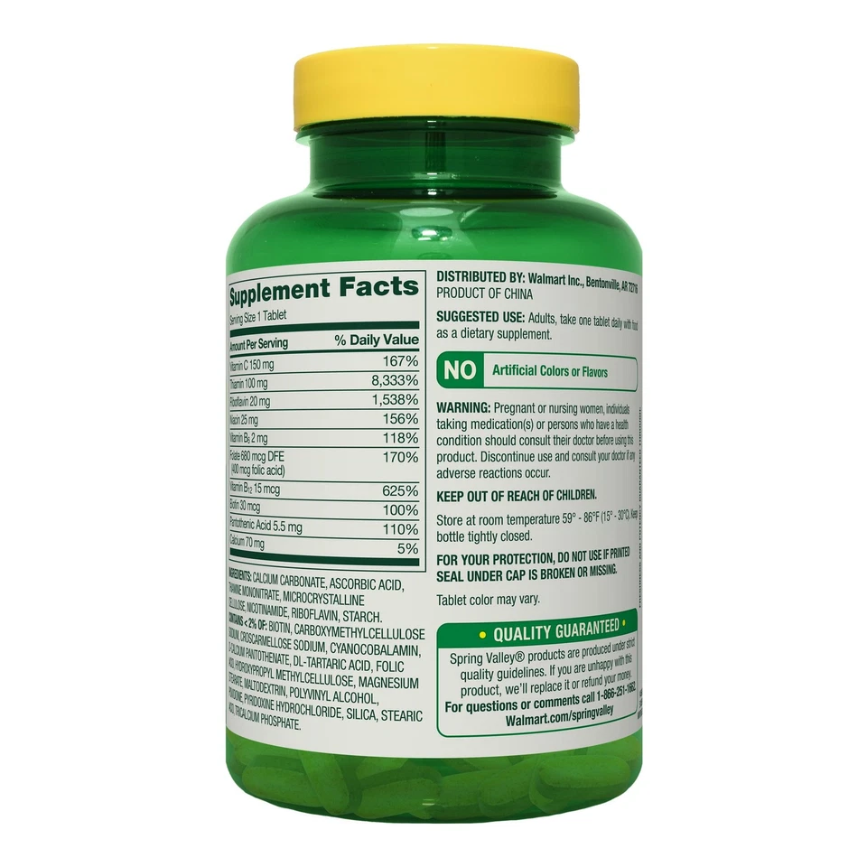 Spring Valley Super Vitamin B-Complex Dietary Supplement Tablets, 250 Count - Image 3 of 3