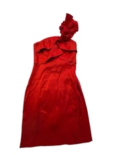 Forever Twenty One Dress Women’s Red Single Shoulder Half Zip Size Small Rose