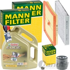 MANN FILTERSET+CASTROL 0W20 ÖL passend für VW POLO 6 SEAT IBIZA 5  MC DUSB,DLAC