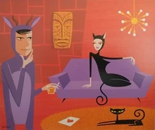 SHAG Art "Love Beasts" 03 Custom Framed Tiki Bar Artwork FREE ship