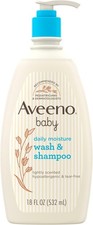 Aveeno Daily Moisture 2-in-1 Baby Body Wash  Shampoo with Oat Extract, 18 fl oz