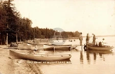 Mullet Lake MI Michigan 1912 Lake Front Boats RPPC Photo Postcard COPY