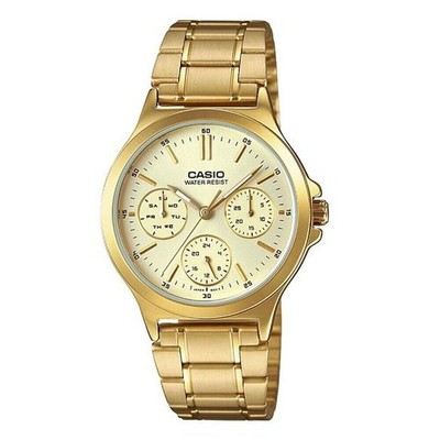 Casio LTP-V300G-9A | Eleganter Goldton | Edelstahl | Klassische Damenuhr