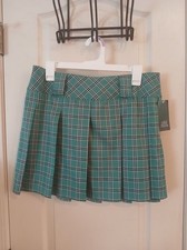NWT Y2K Style Teal Black  White Plaid Pleated School Girl Skirt M Academia Goth