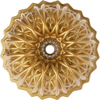 Nordic Ware Non-Stick Bundt Cut Crystal 10 Cups Bundt, Oven Safe, Gold