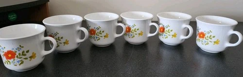 Vintage Corning Corelle Wildflower Coffee/ Tea Cups Set Of 6