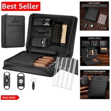 Portable Leather Cigar Humidor Case With Accessories Gift Set Leather Cigar Case