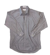 Christian Dior Men's Medium 16 1/2 32-33 Solid Gray Button Up Dress Shirt