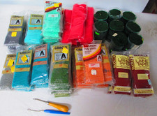 Huge Lot Of 57 Rug Latch Hook Yarn NEW - Precut- Wide variety  COLORS 2 Hooks